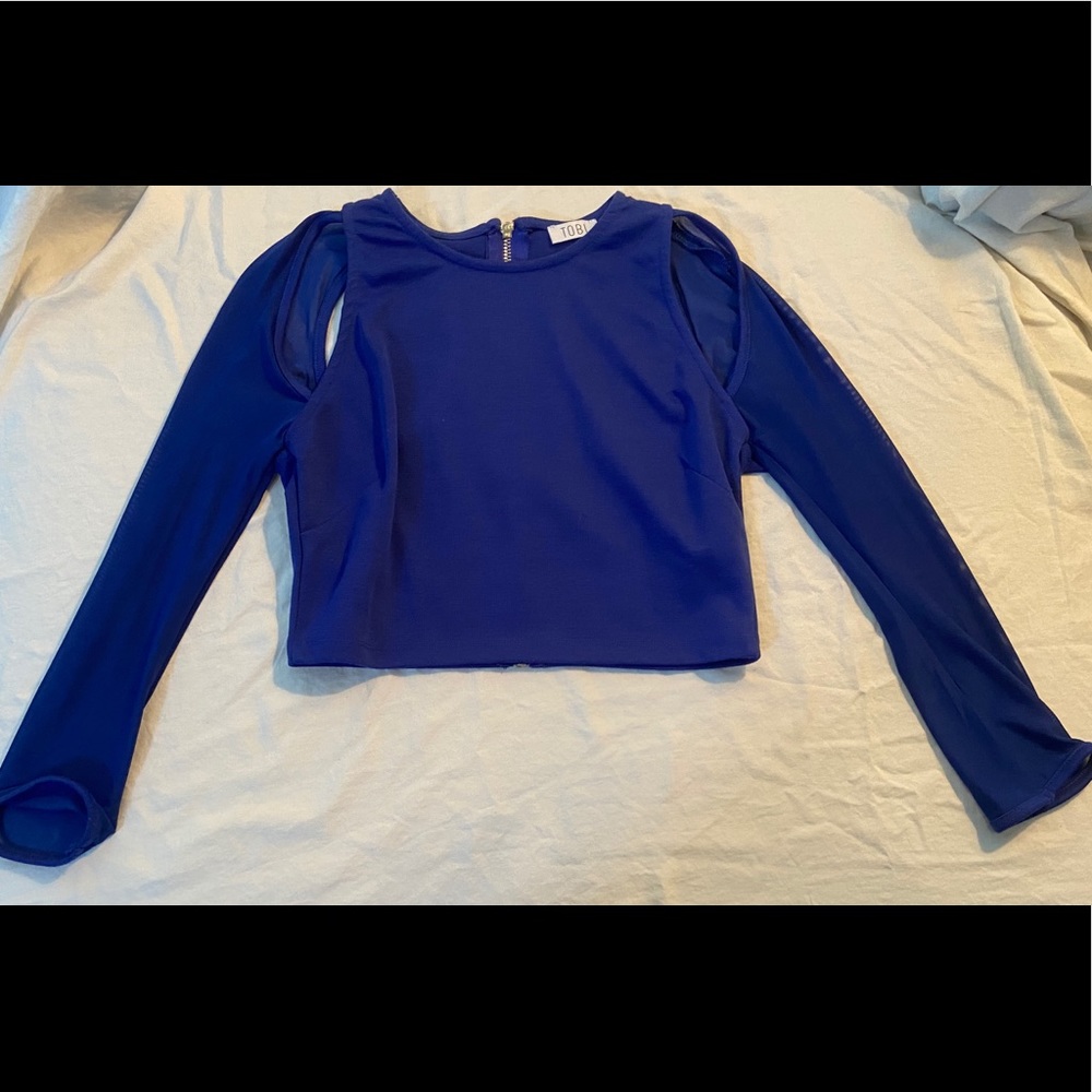 Blue Tobi Long Sleeve Crop Top (Size M)